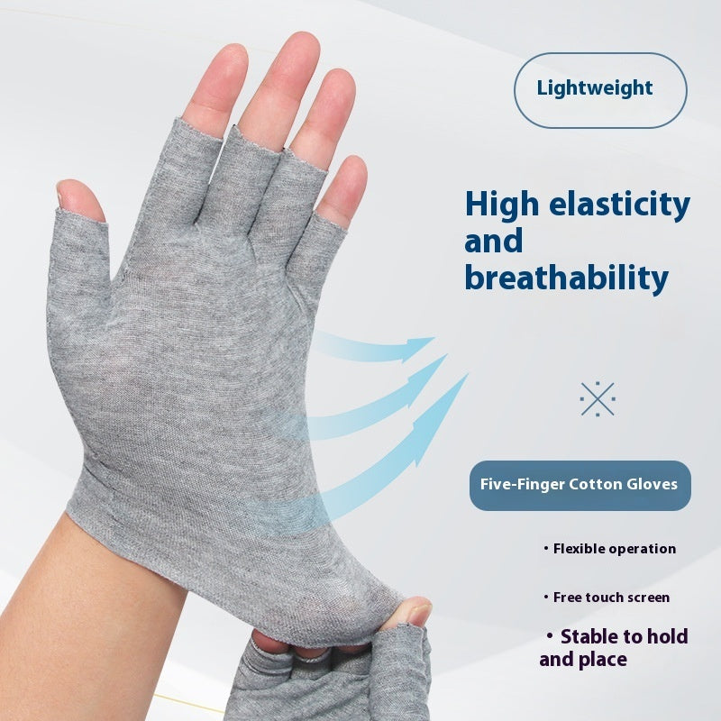 Exposed Five-finger White Cotton Gloves Half-finger And Breathable Sweat-absorbent Thin