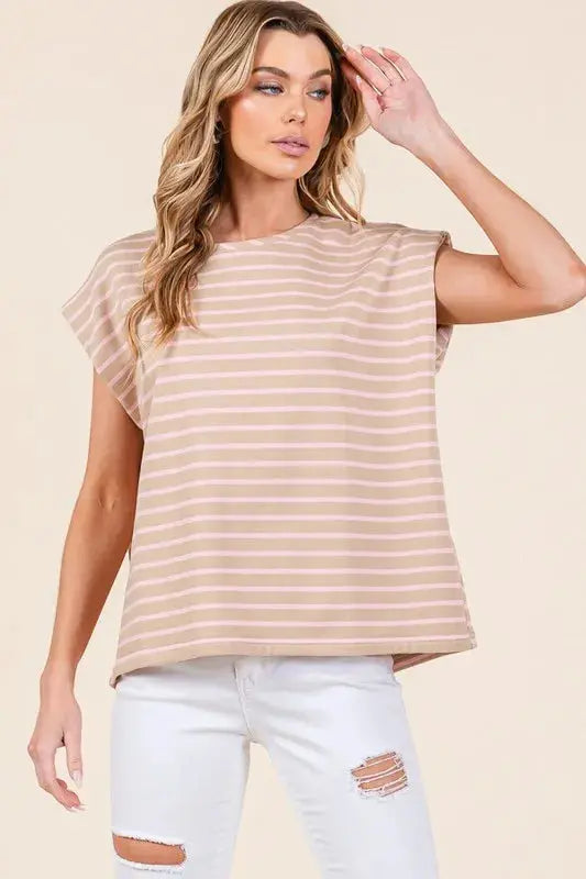 Muscle Tee - Lime Chili Striped - Women's Casual Top