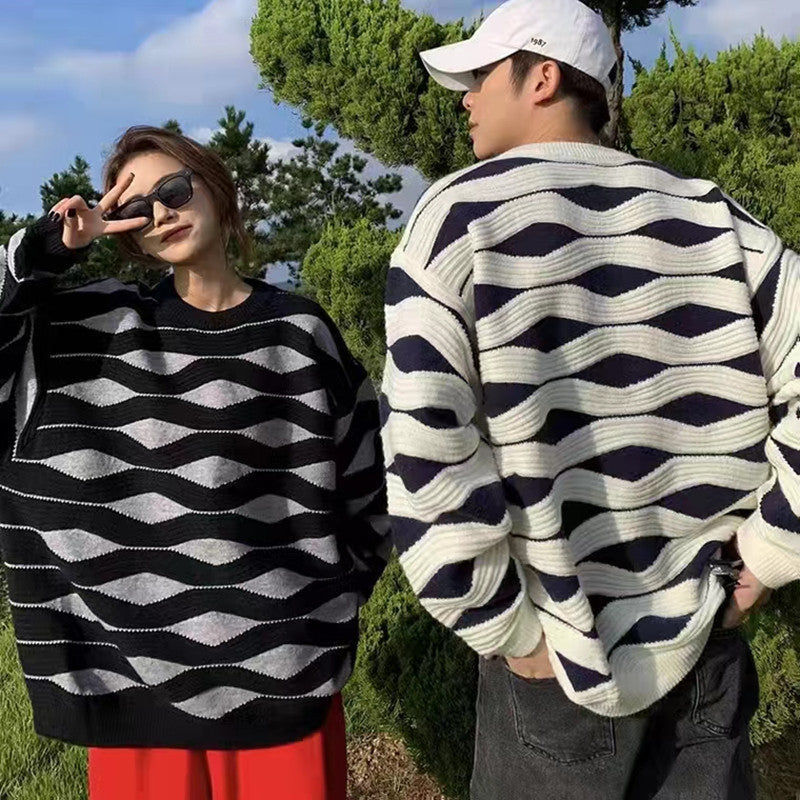 Striped Wave Sweater Couple Fashion