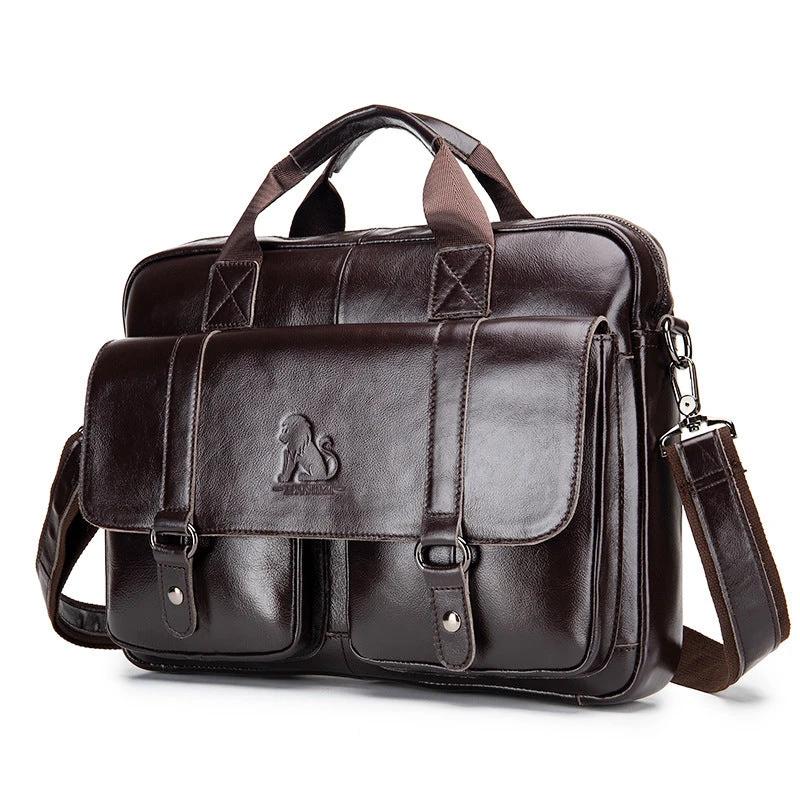 Cowhide Men's Briefcase Large Capacity
