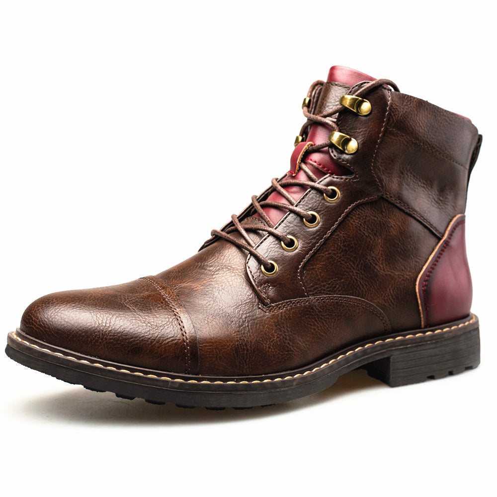 Men's Brown Zipper Tooling Martin Boots