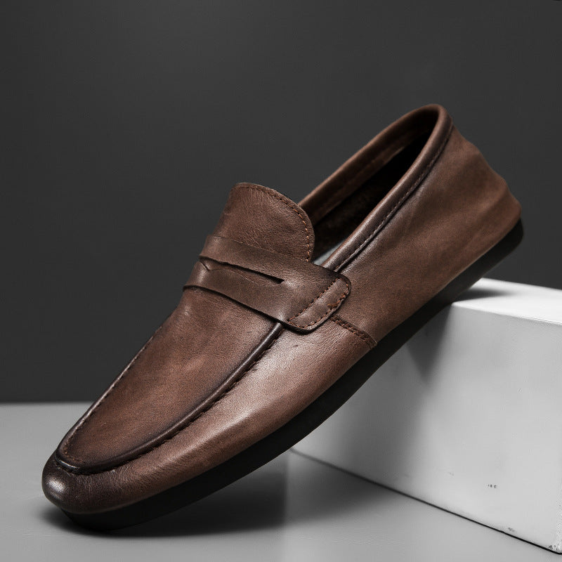 Mens Loafers, Soft Leather Slip-on Casual Shoes