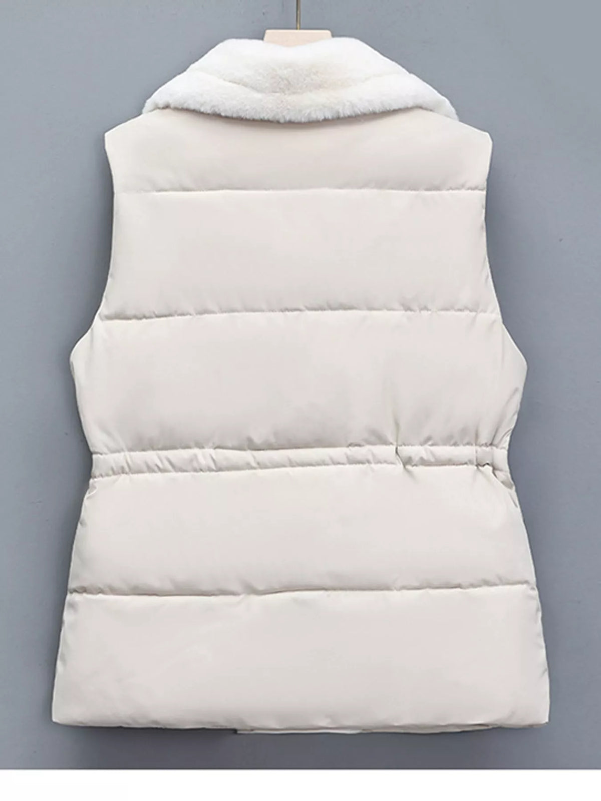 Faux Fur Trimmed Vest Coat with Drawstring Waist