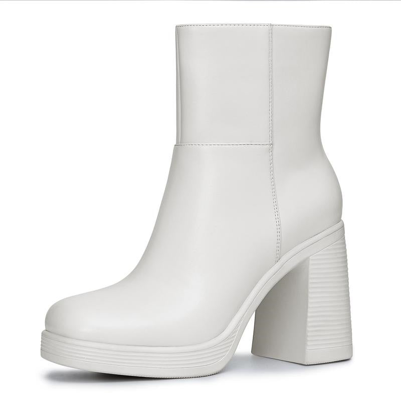 Womens Casual Chunky-heel Short Boots With A Thick Sole