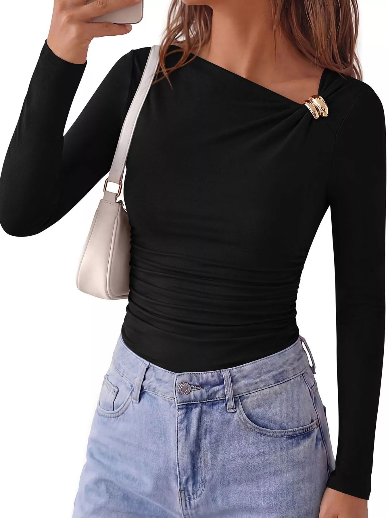 Metal Detail Long Sleeve T-Shirt
