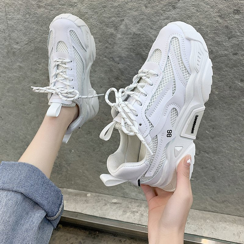 Candy-Colored Thick-Soled Fashion Sneakers