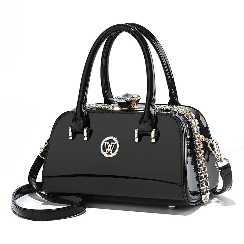 Shiny Leather Diamond-Embellished Simple And Elegant Womens Bag Multi-Functional Evening Clutch
