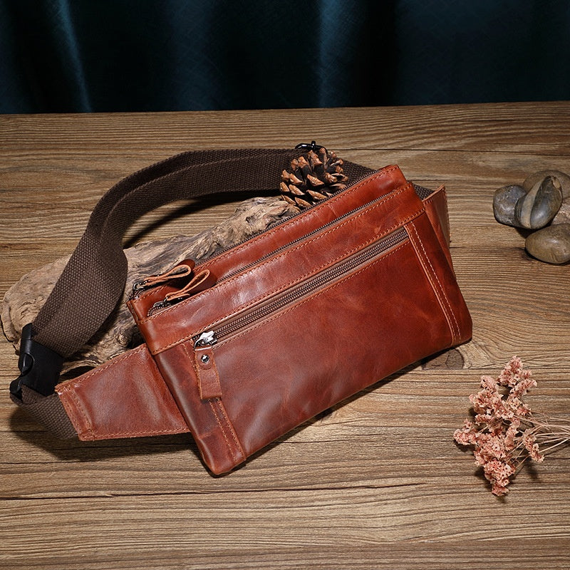 Men's Outdoor Cowhide Waist Bag