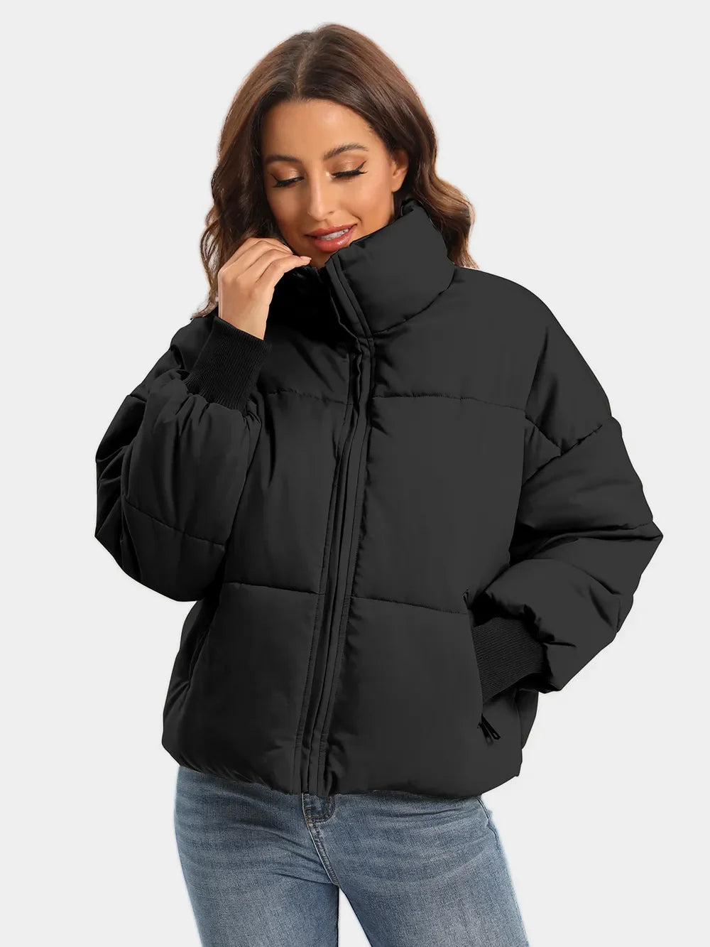 Zip Up Turtleneck Long Sleeve Puffer Jacket