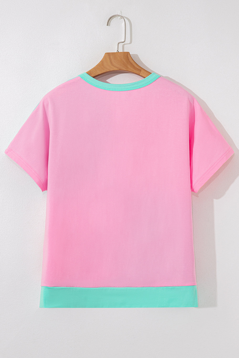Camiseta de cuello con medio abotonado bicolor verde menta