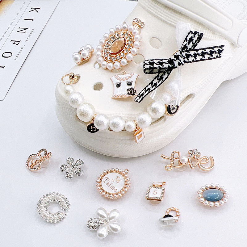 Diy Accessories Pearl Perfume Bottle Shoe Buckle Set Removable Shoes