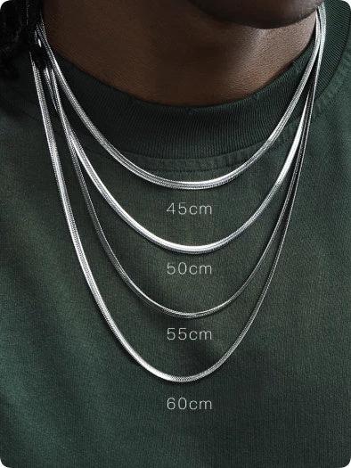 3mm Flat Snake Bone Chain Necklace For Men