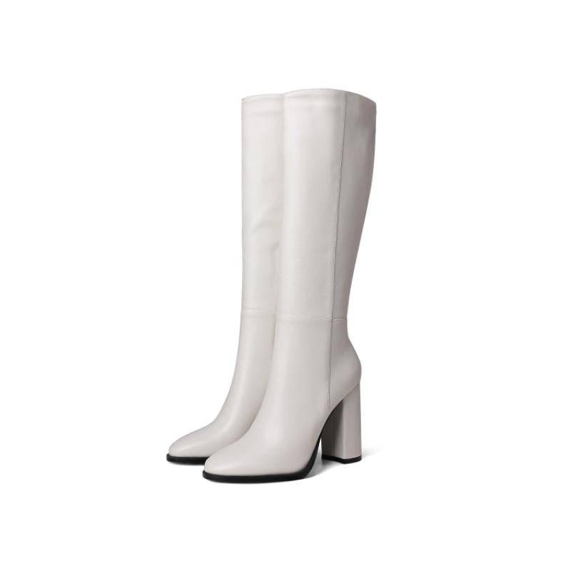 Women's Zipper Block Heel Knee-High Boots