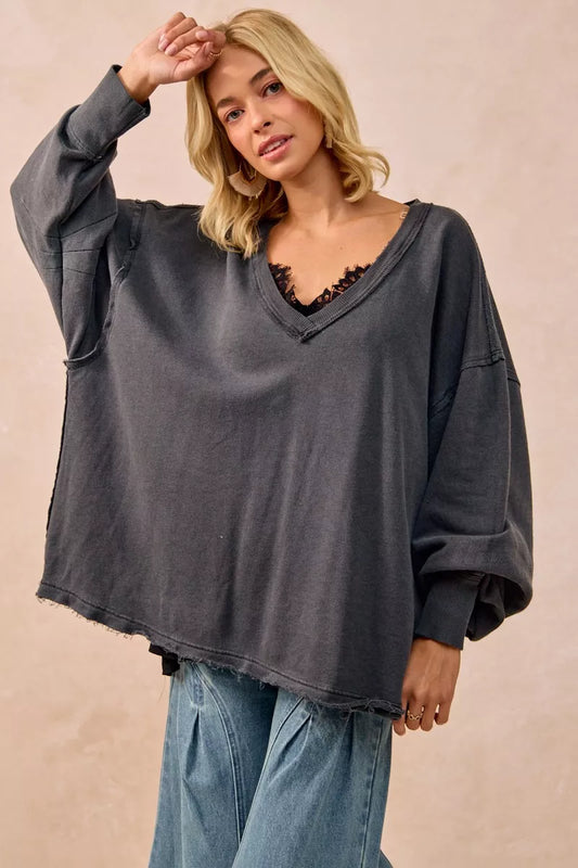 Sudadera extragrande de felpa francesa lavada de BiBi