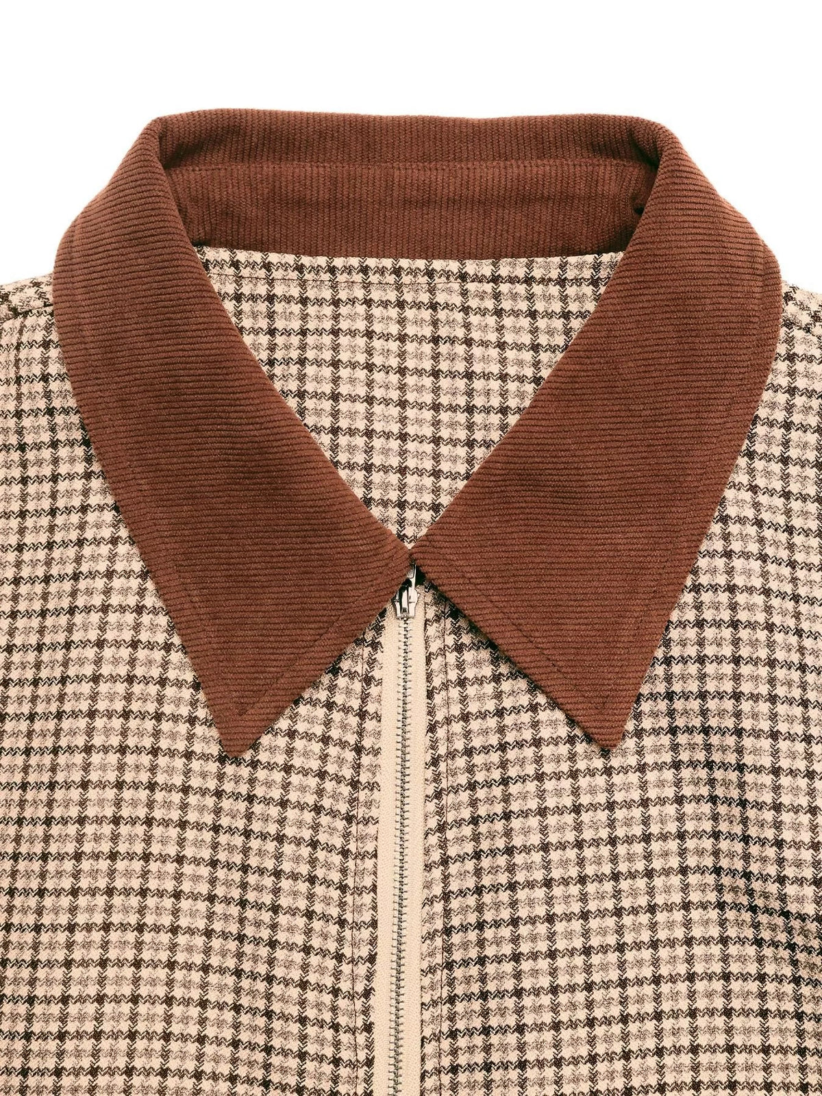 Plaid Zip Up Long Sleeve Jacket