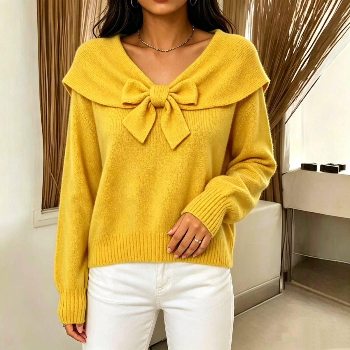 Knitted Bow-Knot Sweater For Women