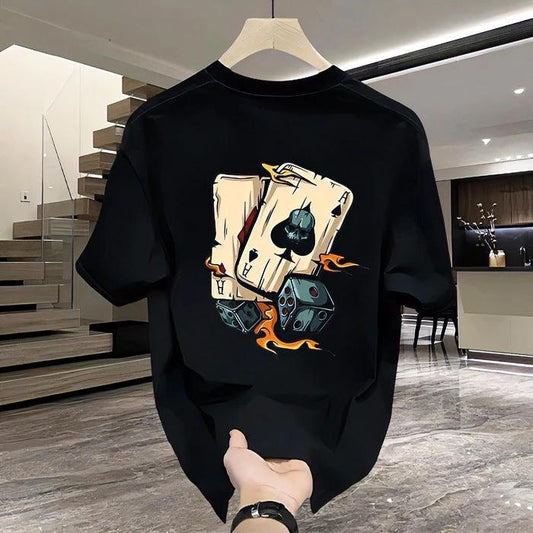 Camiseta de manga corta estampada de algodón grueso para hombre