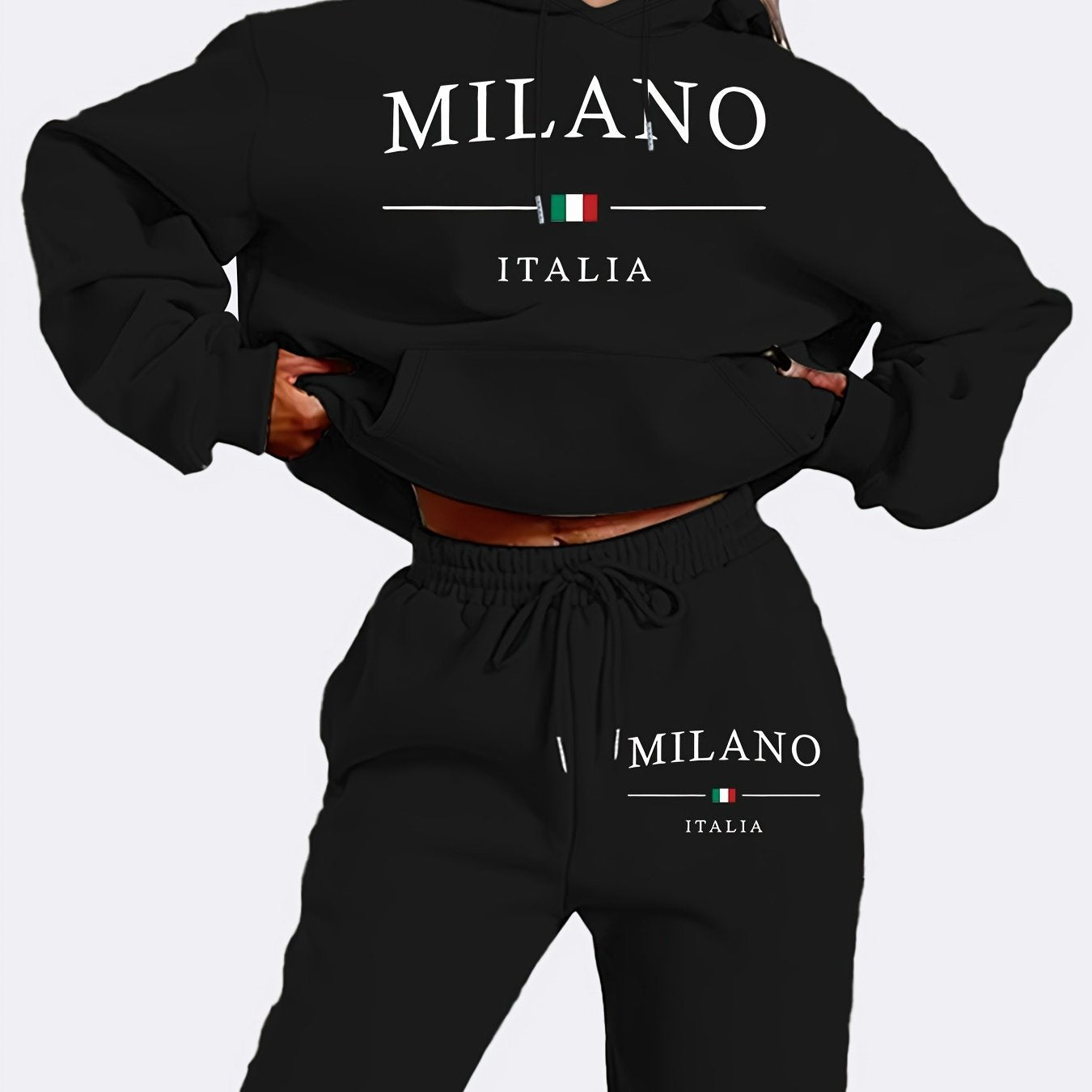 Traje de suéter de forro polar a la moda de talla grande. Ver tabla de tallas en "más detalles".