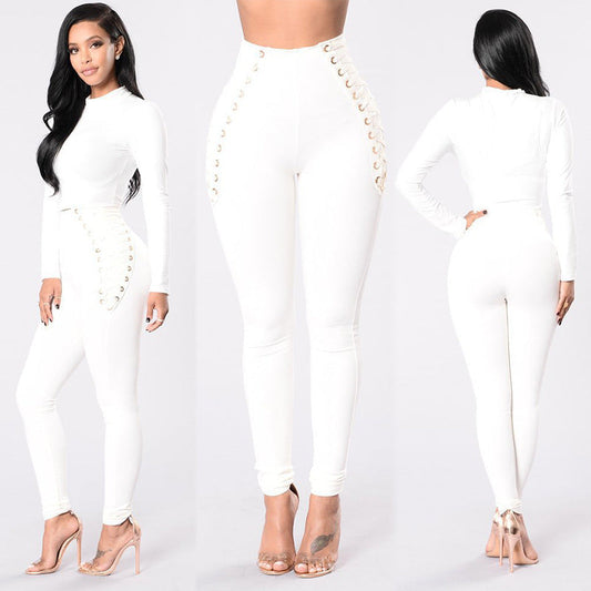 Leggings de mujer con tiras cruzadas, tallas grandes, costuras. Ver la tabla de tallas en "más detalles".