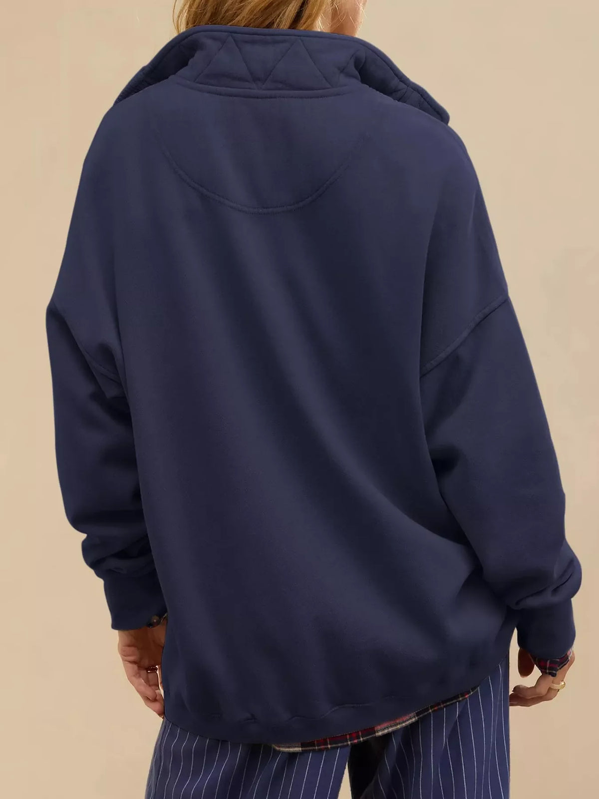 Half Snap Dropped Shoulder Sweatshirt