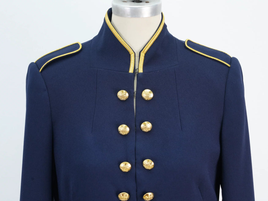 Pure-tail Gilded Double-breasted Epaulette Lightweight Coat