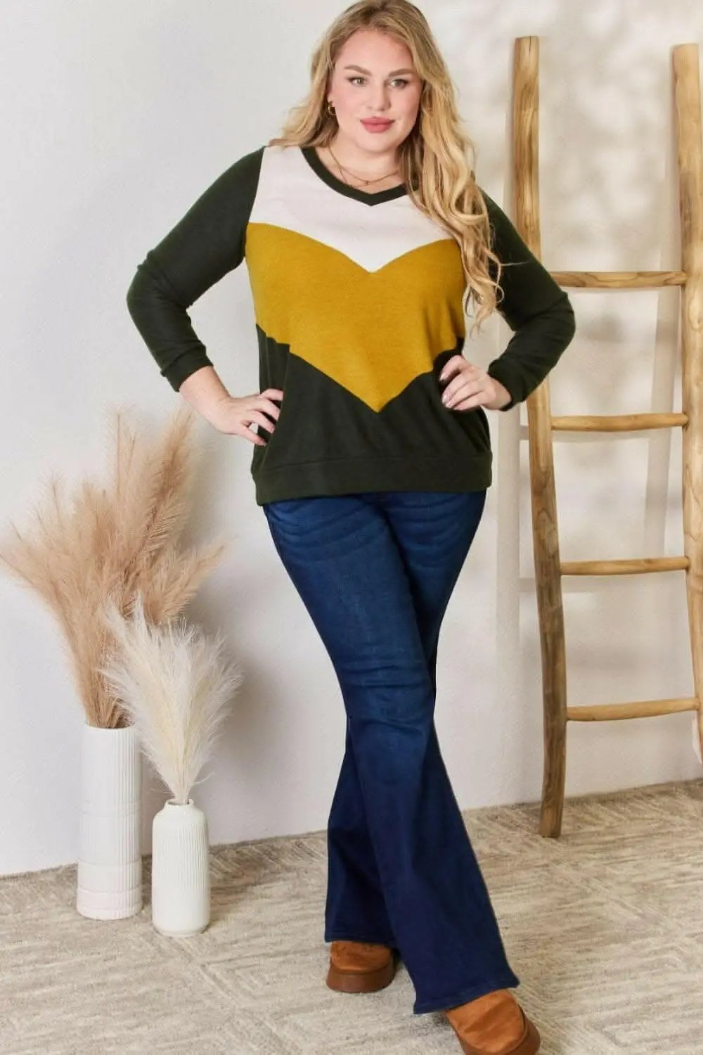 Blouses Trendsi Hailey & Co Plus Size Colorblock Blouse