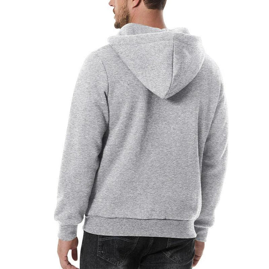 Men's Heavy Fleece-lined Half-zip Sporty Casual Hooded Sweatshirt