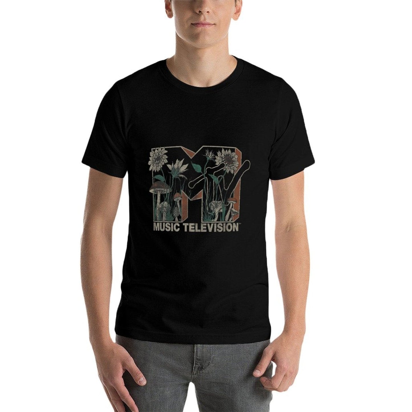 MTV Music Television Wild Flower Mushrooms MTV Logo Comfortable T-Shirt