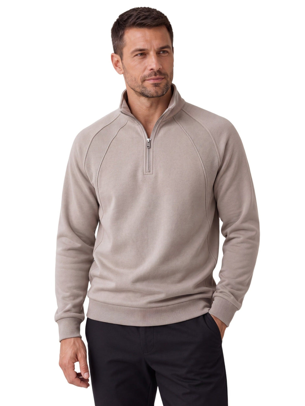 2026 New Foreign Trade Men's Stand Collar Half-Zip Sweatshirt, Men's Casual Autumn Raglan Sleeve Sweatshirt For Cross-Border Sales