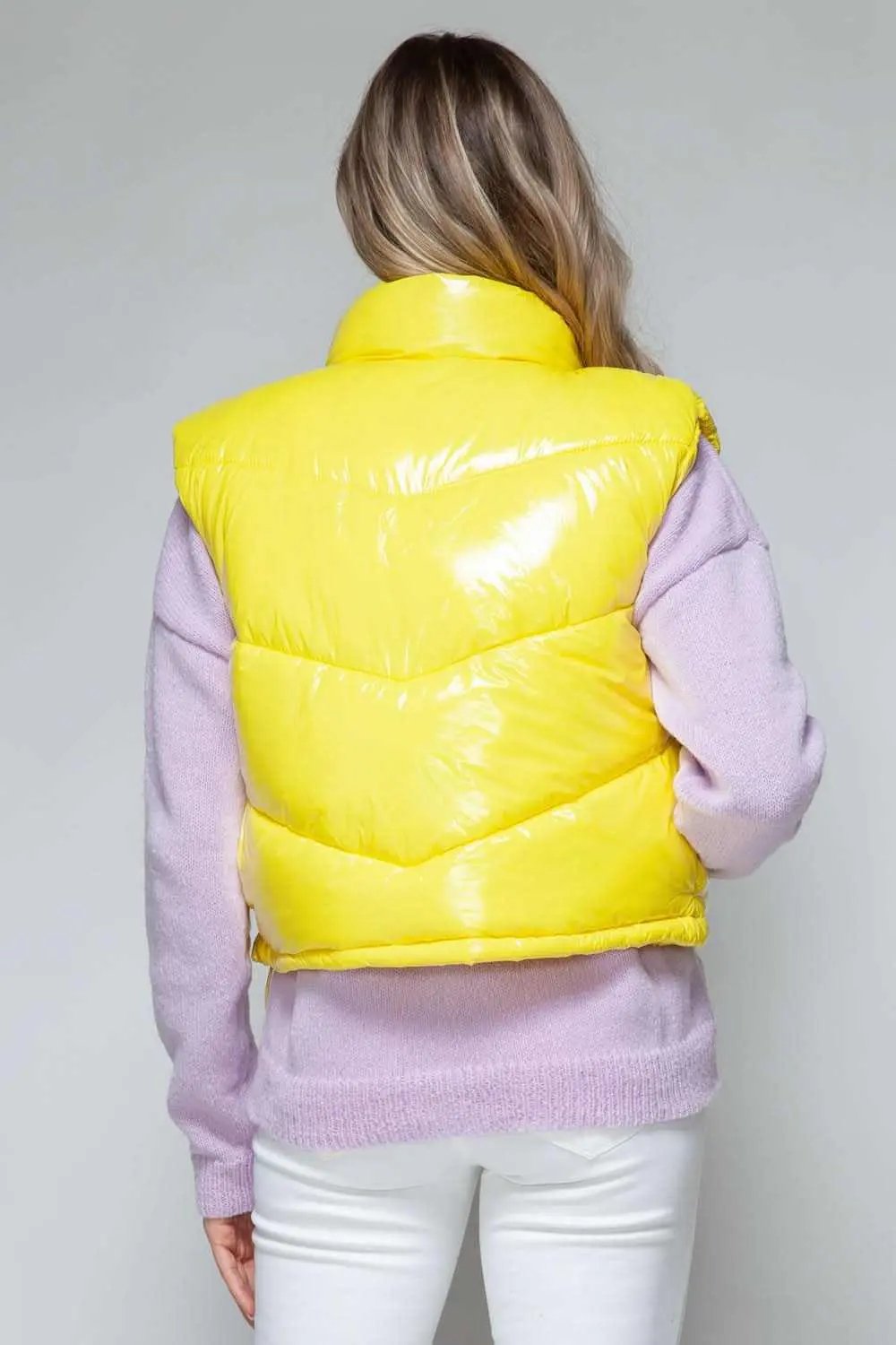 Women's Vest - Shiny Quilted - Fashionable Sleeveless Outerwear