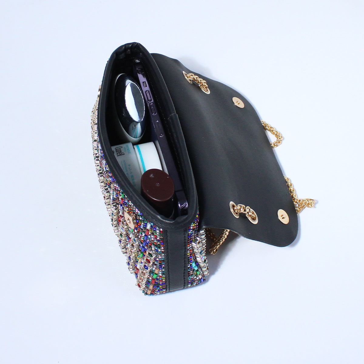 Diamond-Embedded Crossbody Travel Bag