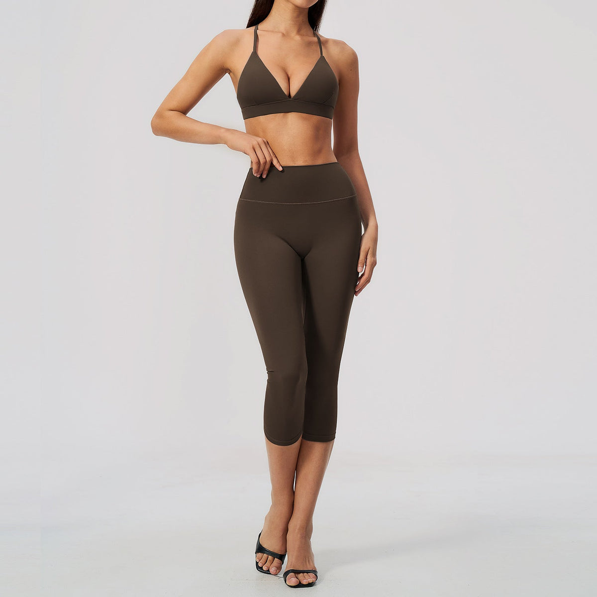 Womens Tight-Fitting Quick-Drying High-Waisted Capris Yoga Wear