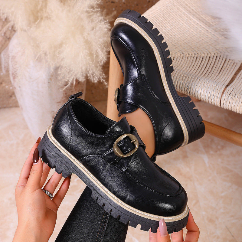Women's Thick-Soled Buckle Loafers