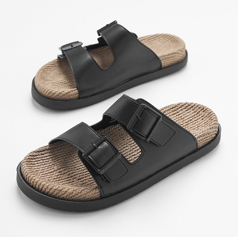 Hemp Rope High Massage Mid-bottom Home Casual Slippers