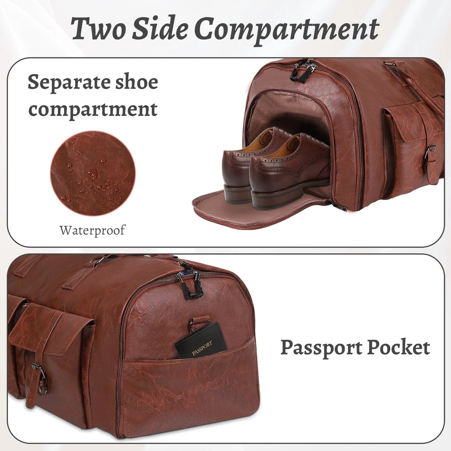 Men's Large Capacity Leather Suit Storage Bag