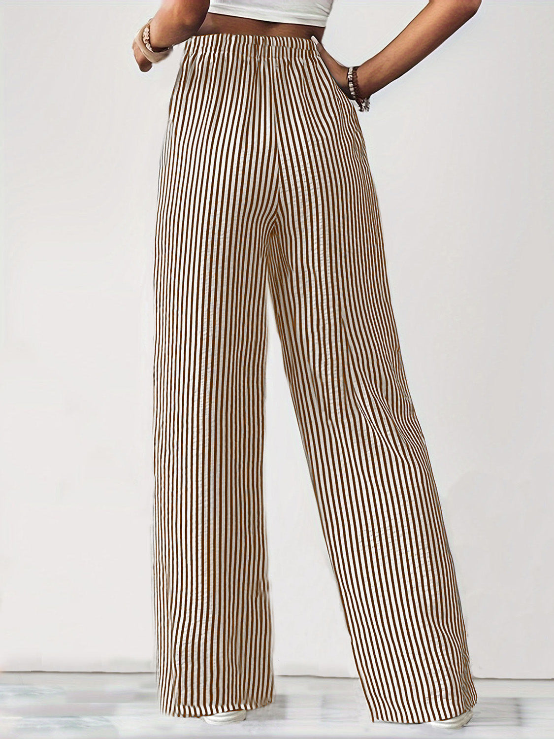 Pantalones con cordón a rayas y cintura elástica