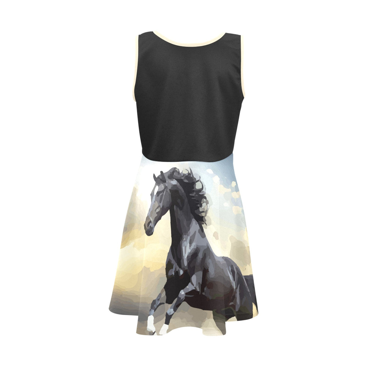 Black Beauty Wild Horse Girl's Sleeveless Short Sundress