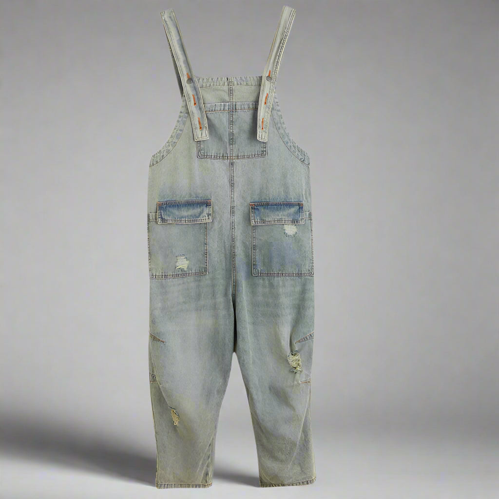 Peto vaquero desgastado de verano retro nostálgico para mujer