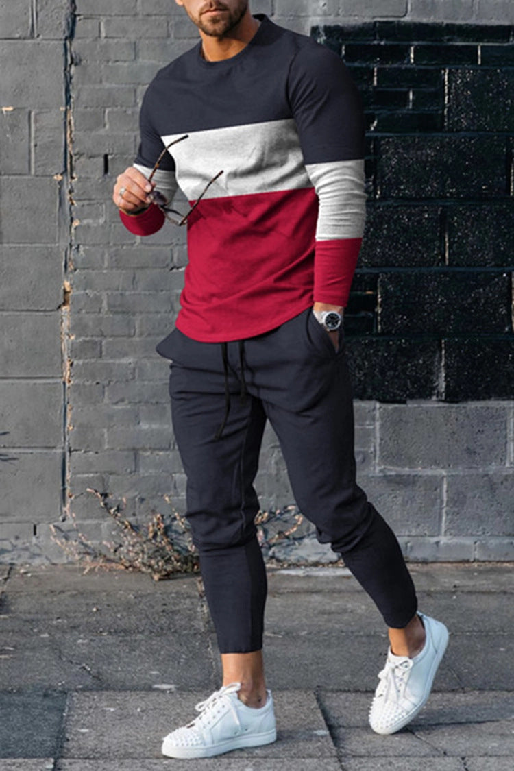 Traje de hombre deportivo informal de manga larga multicolor europeo y americano