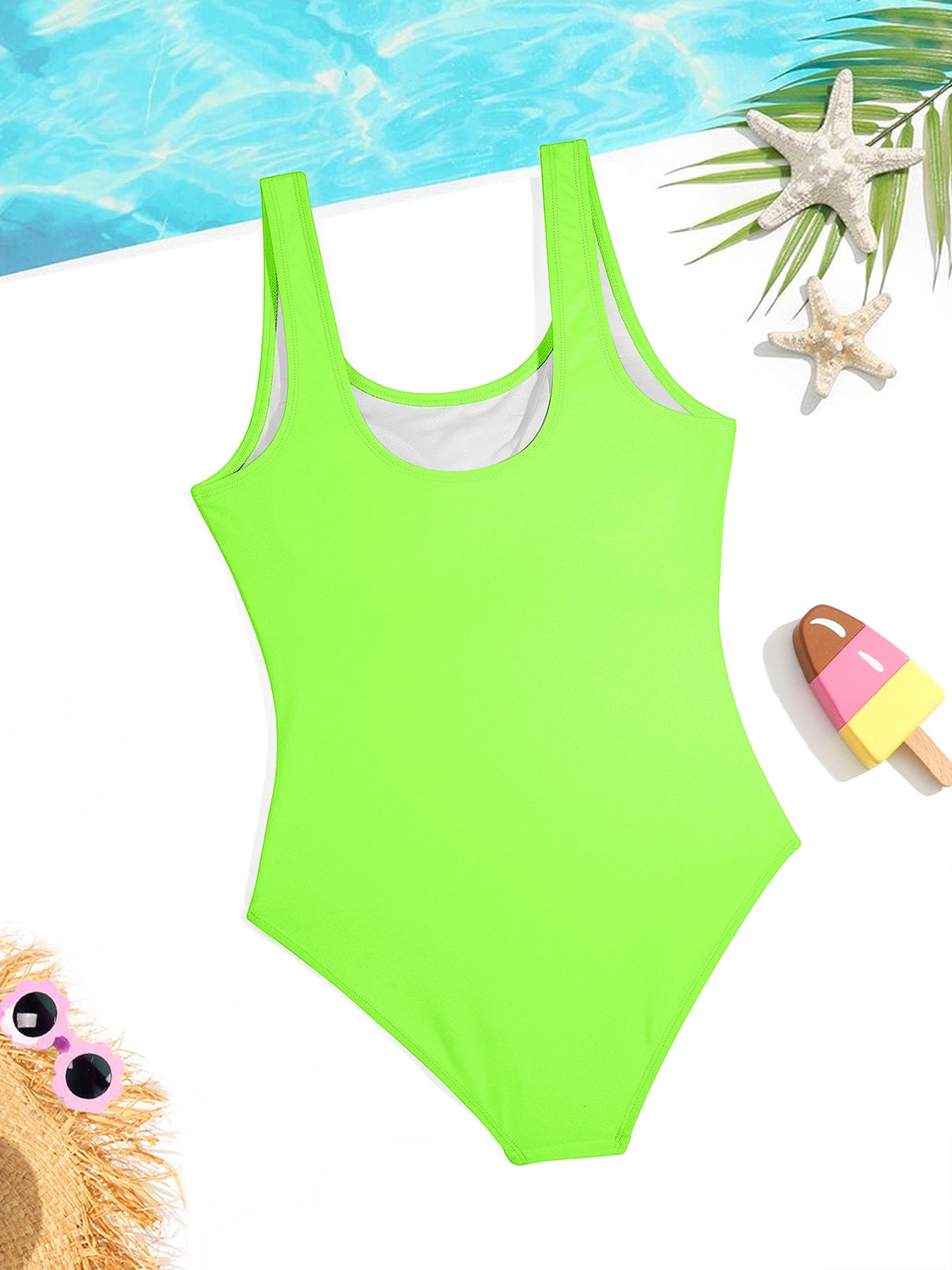 Mermaid at Heart Girls' Summer One-Piece Swimsuit (Front Printing)