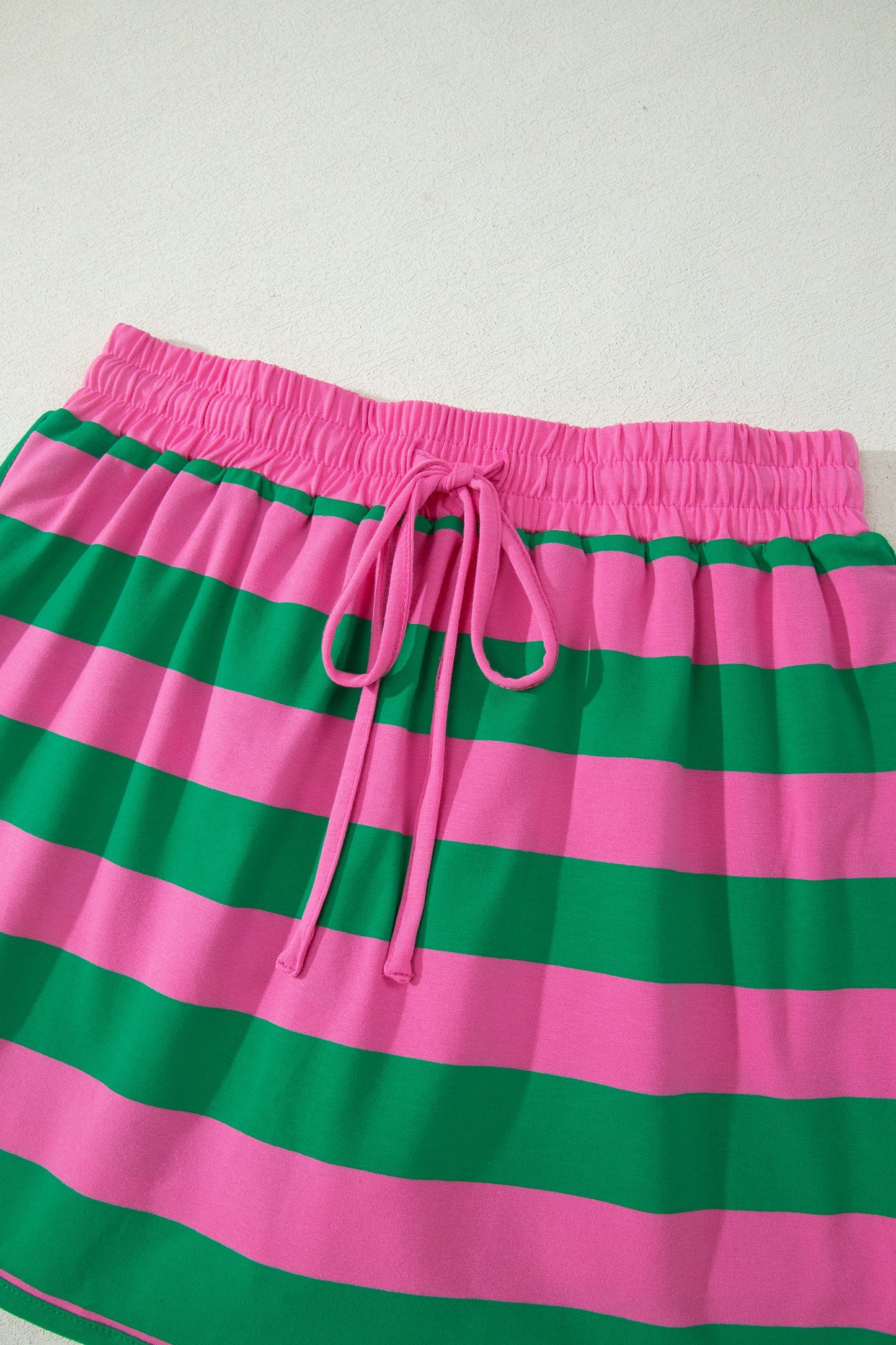 Yellow Stripe Dolman Tee Drawstring Skort Athletic 2pcs Set