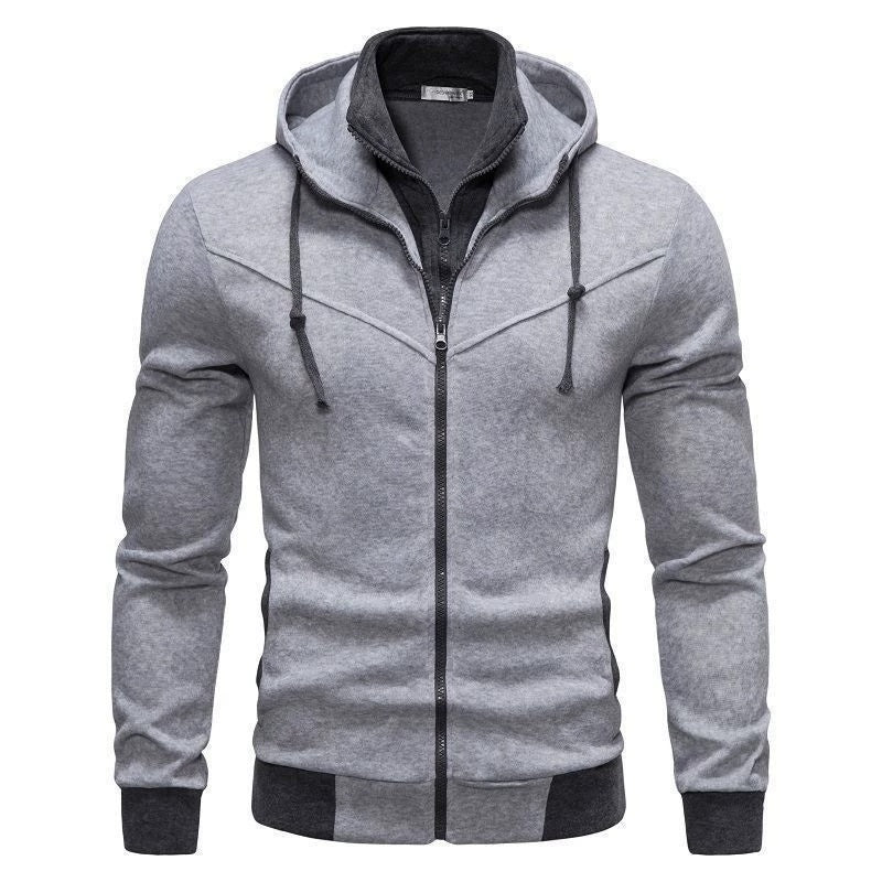 New Autumn Winter Solid Color Fleece Lined Loose Hooded Jacket, Double Zipper Long Sleeve Casual Top For Cross-border Sale