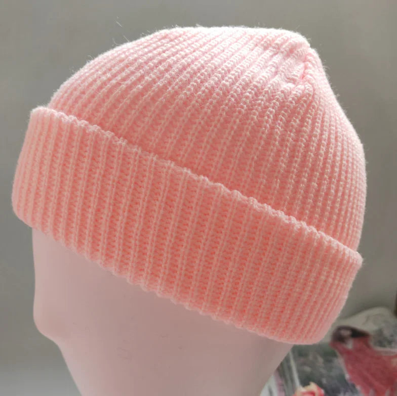 Plain Color Knit Beanie for Men and Women Winter