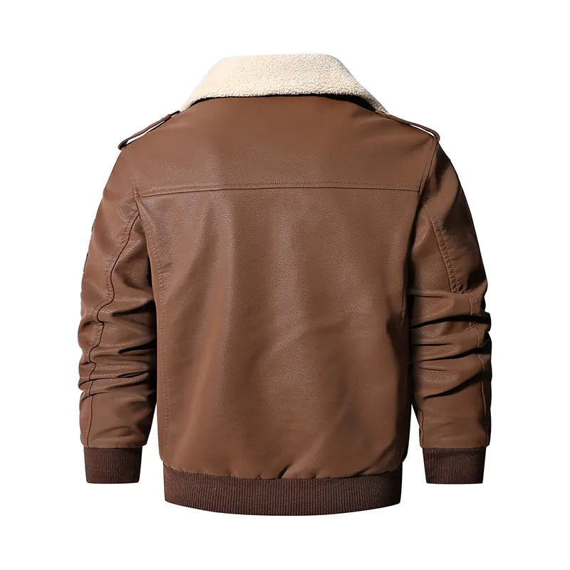 Men's Vintage Brown Bomber Leather Jacket for Winter
