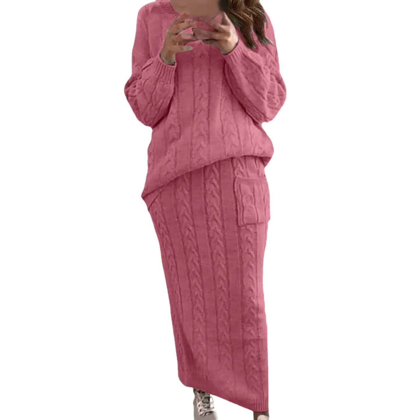 Autumn Winter Women's Fashion Sweater Dress Set