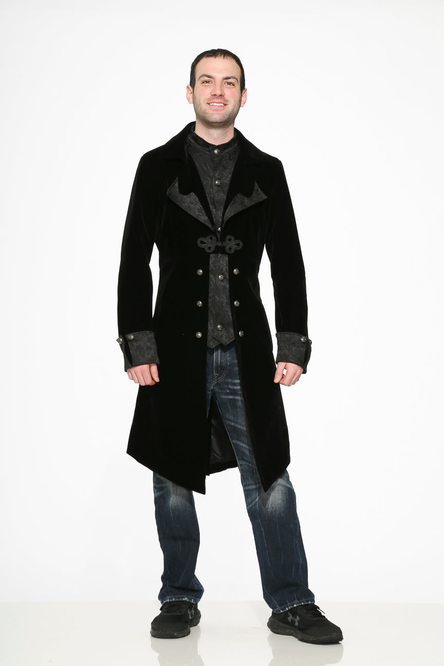 80060 Abrigo de terciopelo negro para hombre