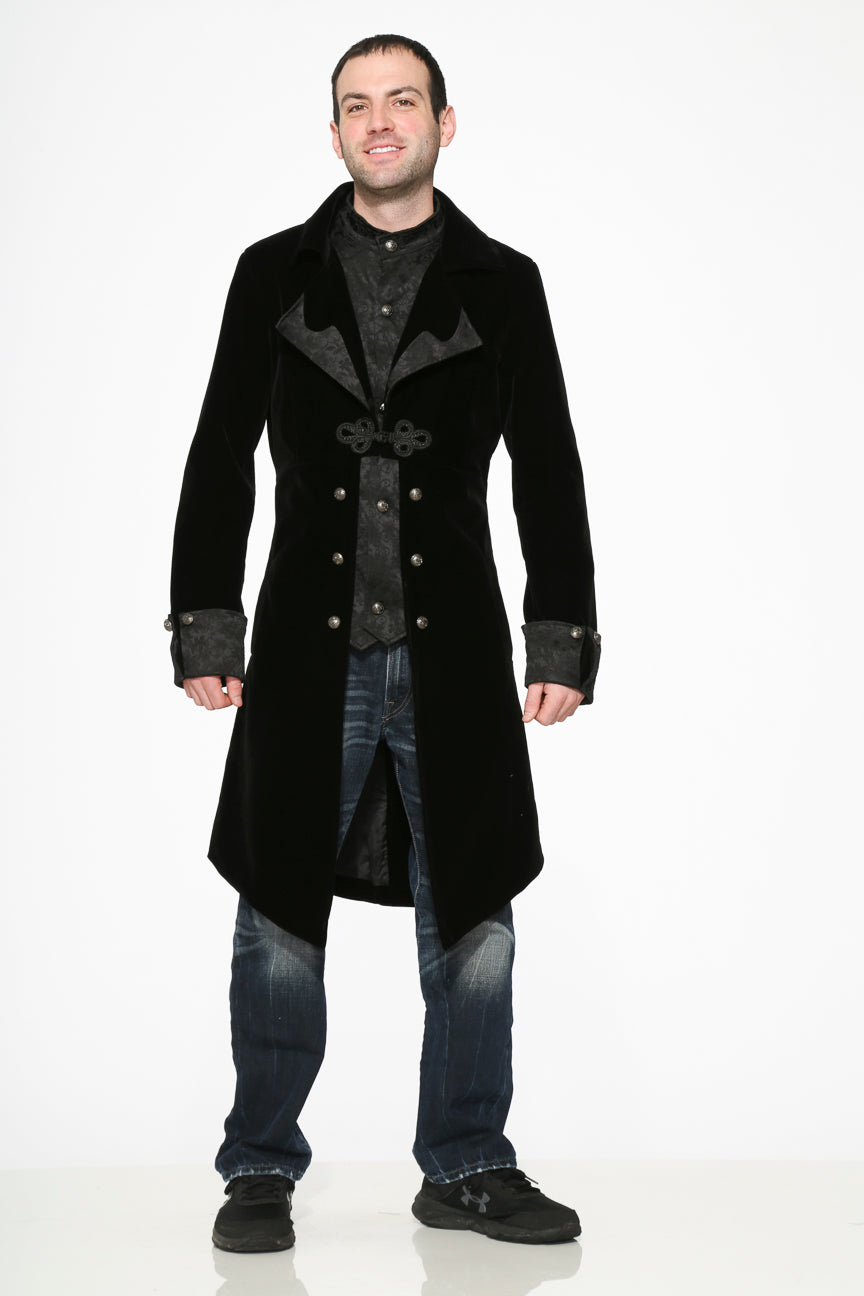 80060 Abrigo de terciopelo negro para hombre