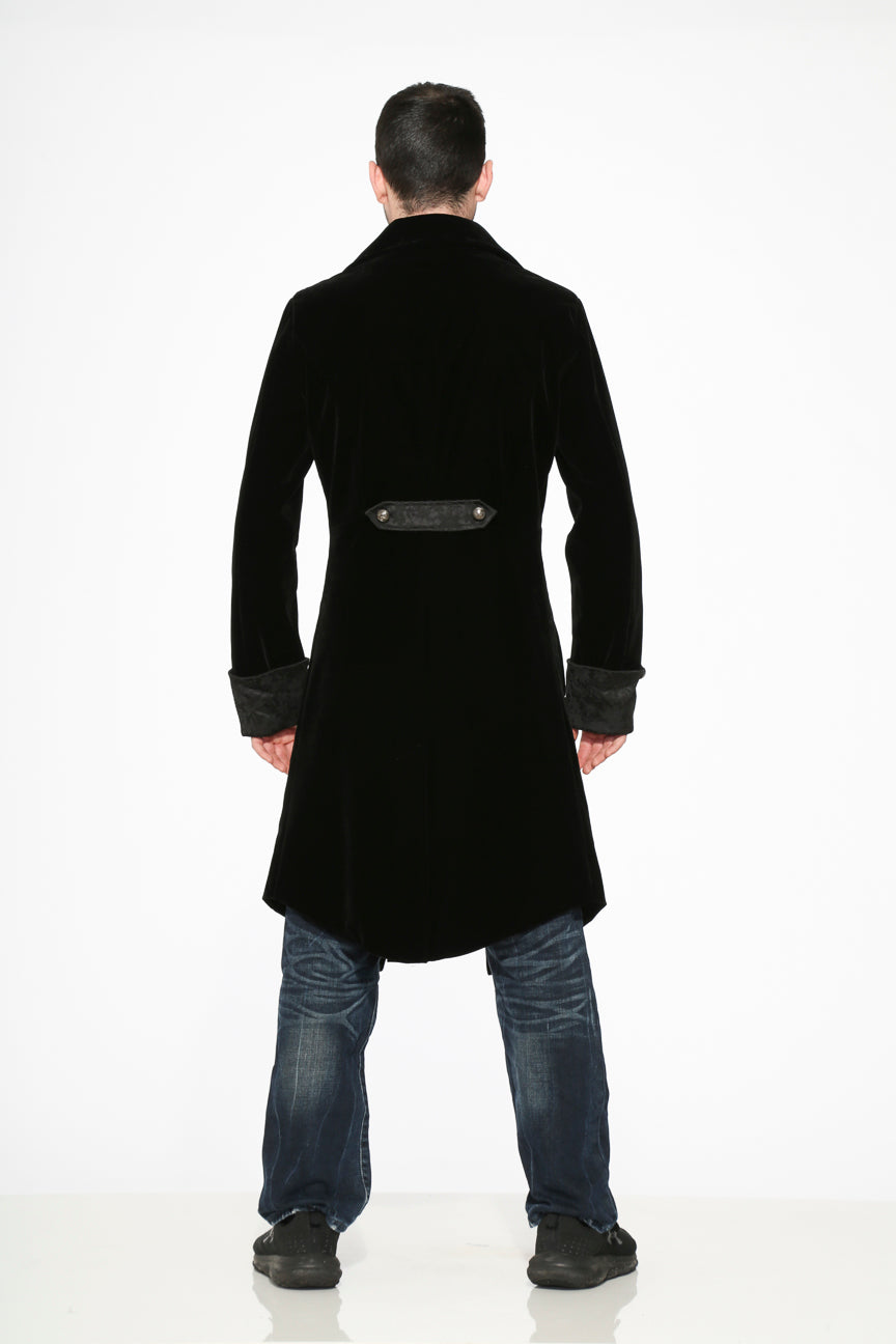 80060 Abrigo de terciopelo negro para hombre