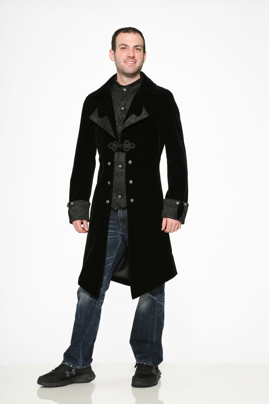 80060 Abrigo de terciopelo negro para hombre