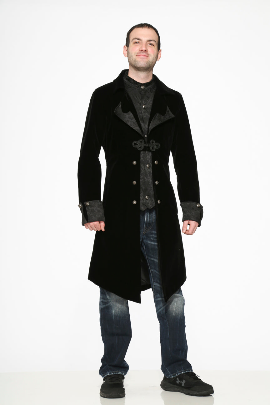 80060 Abrigo de terciopelo negro para hombre